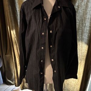 Versace Black Pinstripe Shirt Jacket